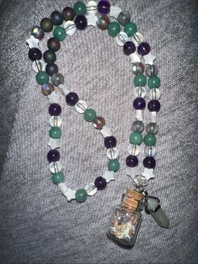 Stars & MoonSpell Necklace (Dried Lavender, amethyst, Aventurine, MOP Stars)